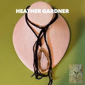 Heather Gardner Warrior Agate Necklace On Braided Leather Cord